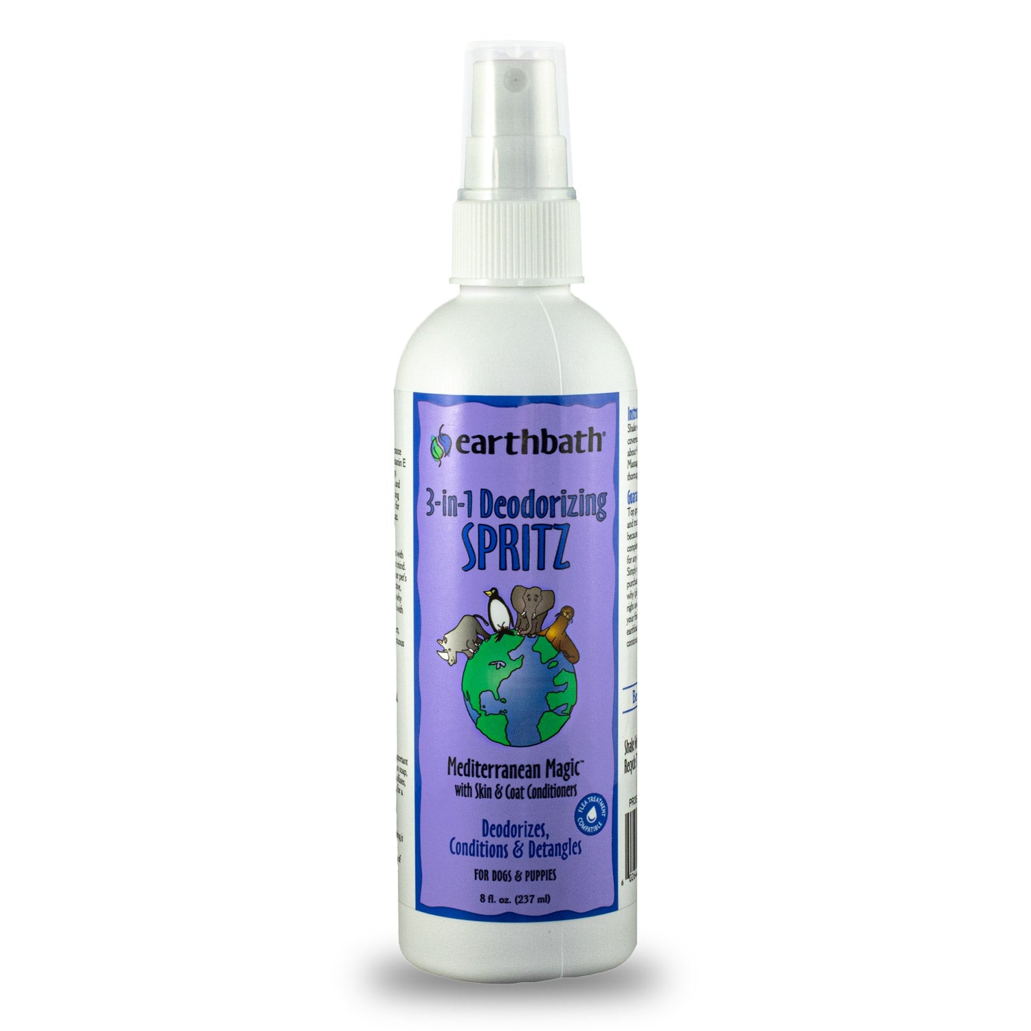 earthbath 3-IN-1 Deodorizing Spritz, Rosemary with Skin & Coat Conditioners, Made in USA, 8 oz pump spray