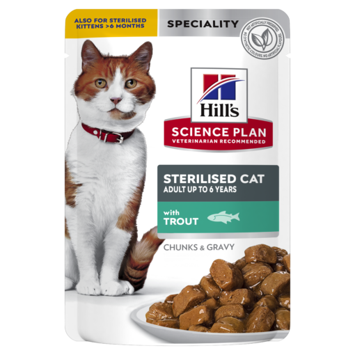 Hill’s Science Plan Sterilised Cat Adult Cat Wet Food With Trout Pouches (12x85g)