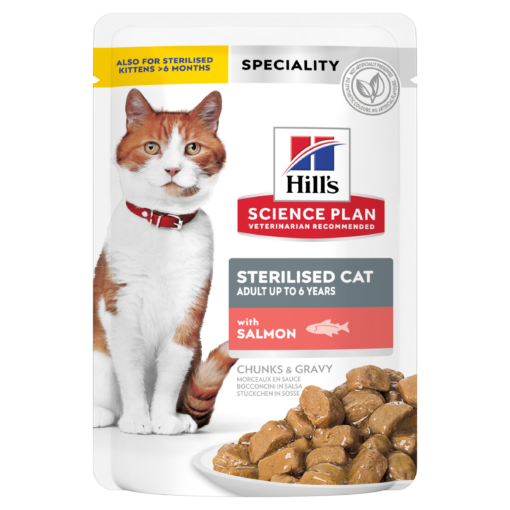 Hill’s Science Plan Sterilised Cat Adult Cat Wet Food With Salmon Pouches (12x85g)