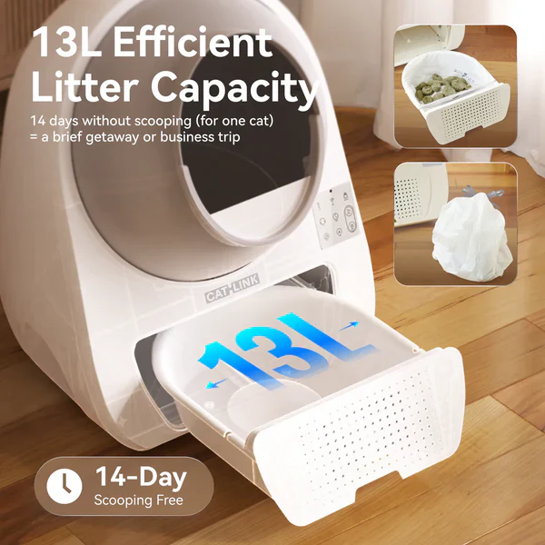 Catlink Scooper Luxury Pro X AI Self Cleaning With Odour Removal Cat Litter Box 13L 63x62x74cm - Grey