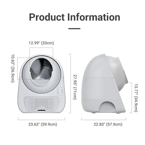 Catlink SE Lite AI Self Cleaning With Odour Removal Cat Litter Box 64x56x60cm - Grey