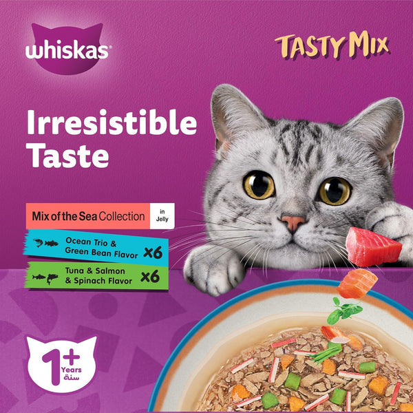 Whiskas Tasty Mix of the Sea Collection in Jelly Wet Cat Food - 12X70G