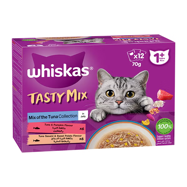 Whiskas Tasty Mix Tuna in Jelly Collection Wet Cat Food - 12X70G