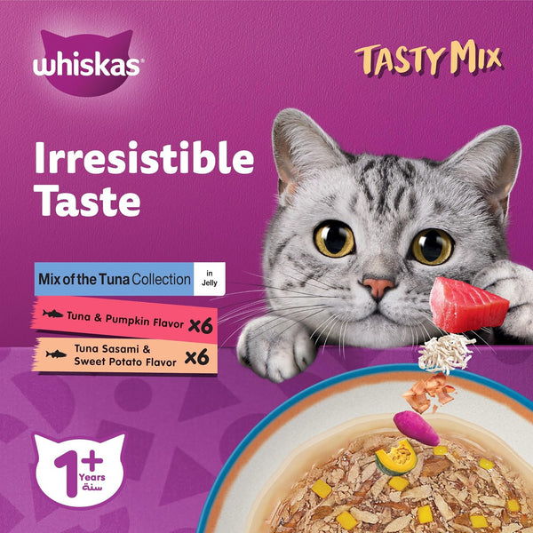 Whiskas Tasty Mix Tuna in Jelly Collection Wet Cat Food - 12X70G