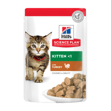 Hill's Science Plan Tender Chunks In Gravy Kitten Turkey Pouches (12x85g)