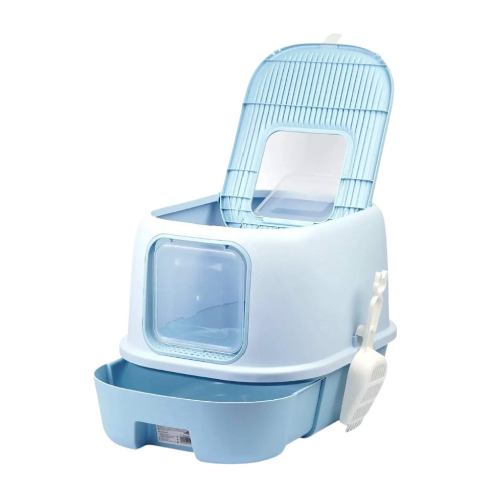 Cozy Paws Flip Top Jumbo Cat Litter Box With Scoop-52*32*40cm-Blue