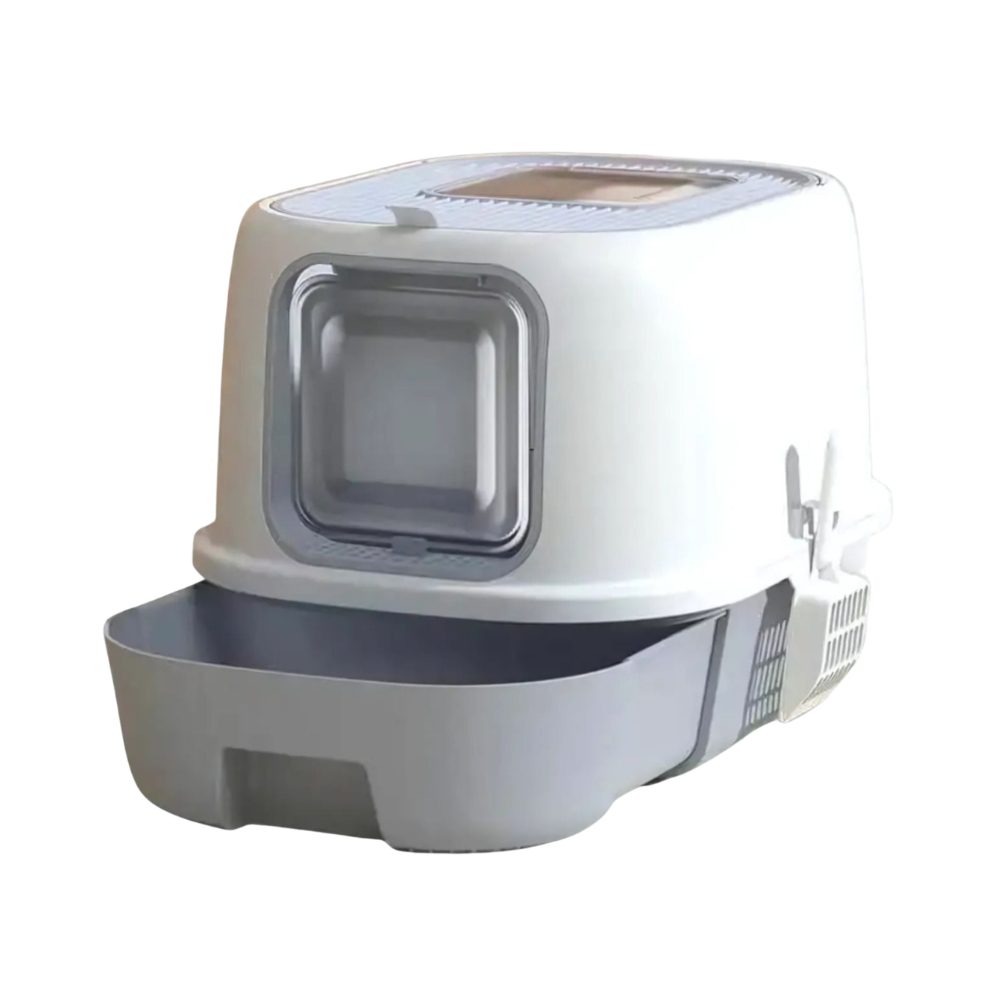 Cozy Paws Flip Top Jumbo Cat Litter Box With Scoop-52*32*40cm-Grey