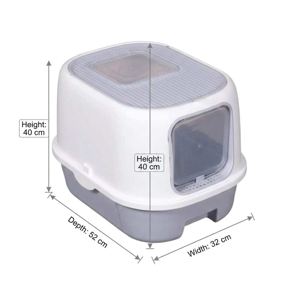 Cozy Paws Flip Top Jumbo Cat Litter Box With Scoop-52*32*40cm-Grey
