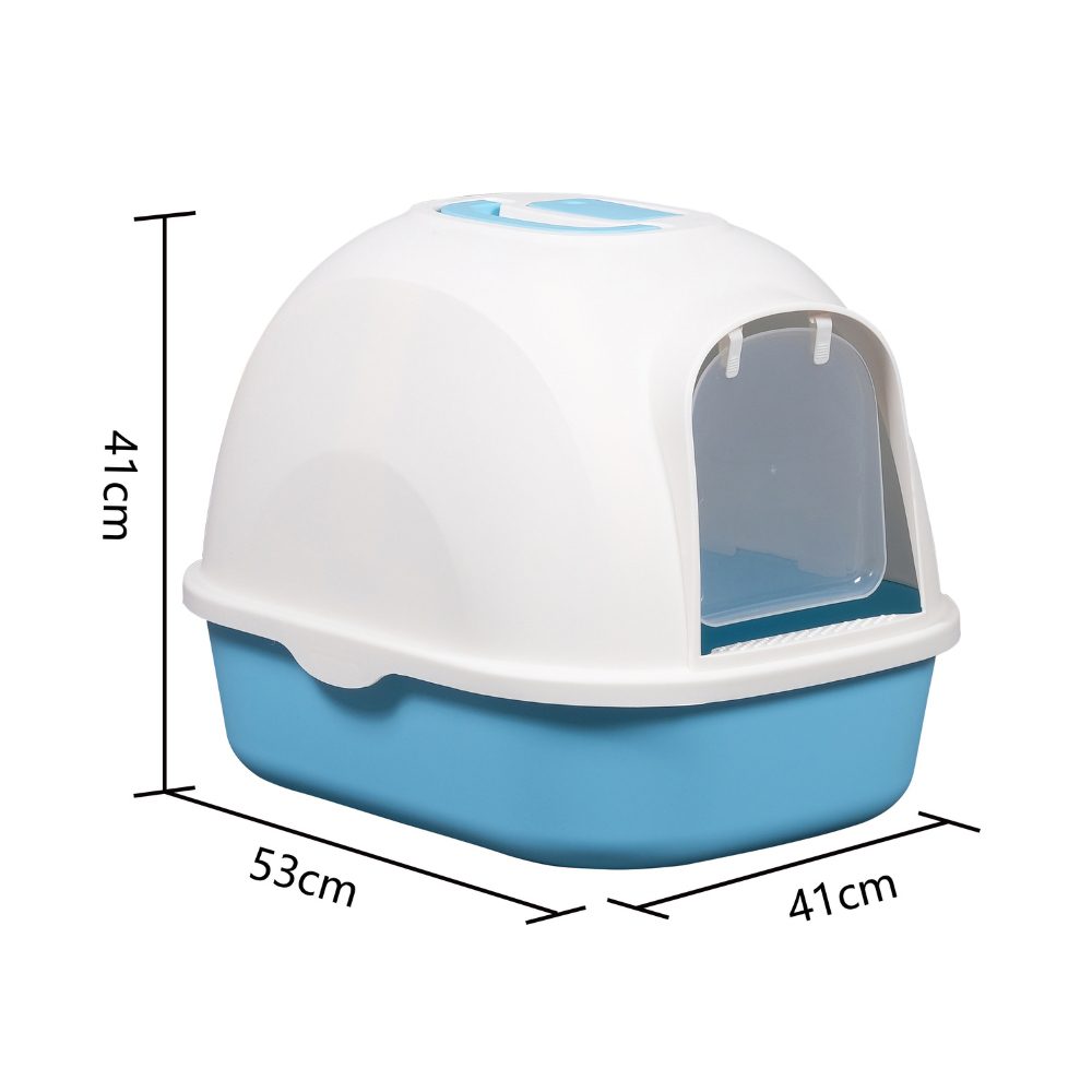 Cozy Paws Hooded Cat Litter Box with Swing Door & Handle – 53×41×41 cm – Coral Pink