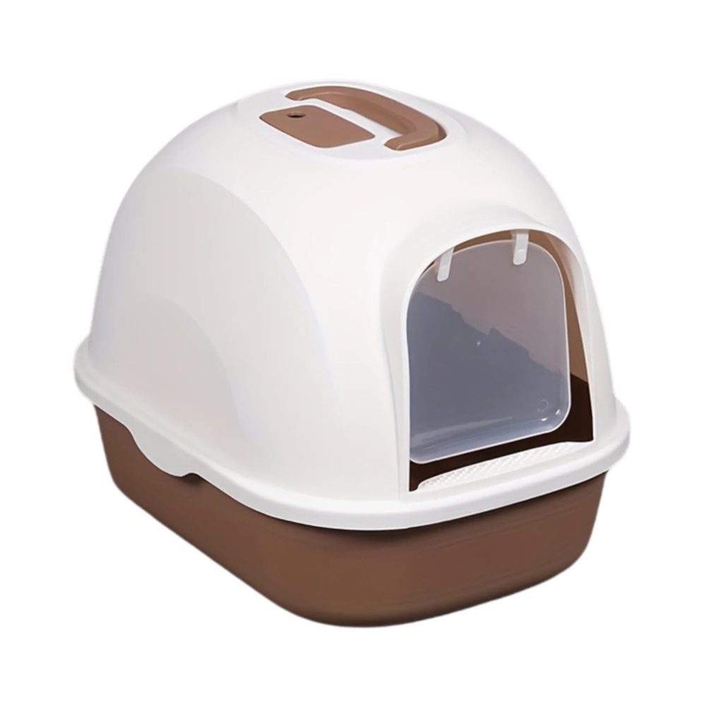 Cozy Paws Hooded Cat Litter Box with Swing Door & Handle – 53×41×41 cm – Coffee