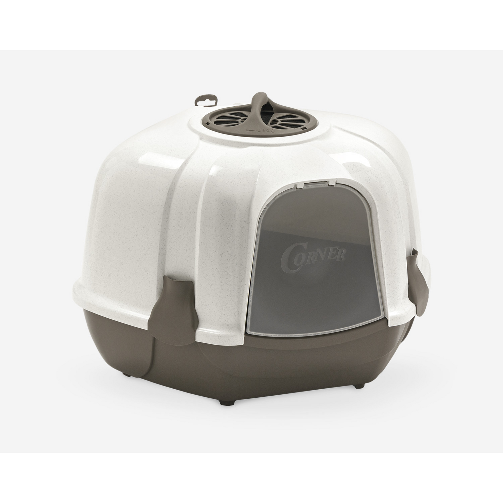 Corner Cat Litter Box Grey & White  52 x 59.5 x 44.5 cm