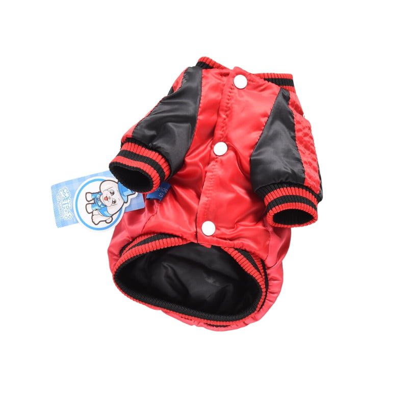 Hong Pet cotton Elfidog print winter Coat-Red-Small