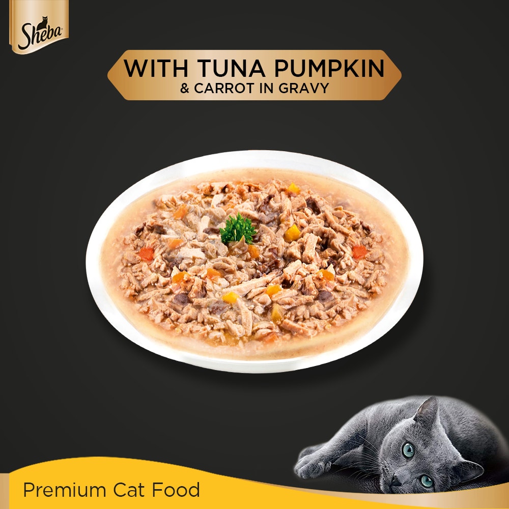Sheba Fine Wet Cat Food Pouch Tuna with Pumpkin & Carrot in Gravy 70G