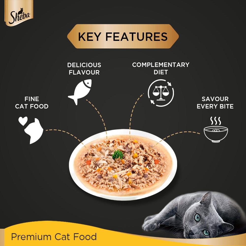 Sheba Fine Wet Cat Food Pouch Tuna with Pumpkin & Carrot in Gravy 70G