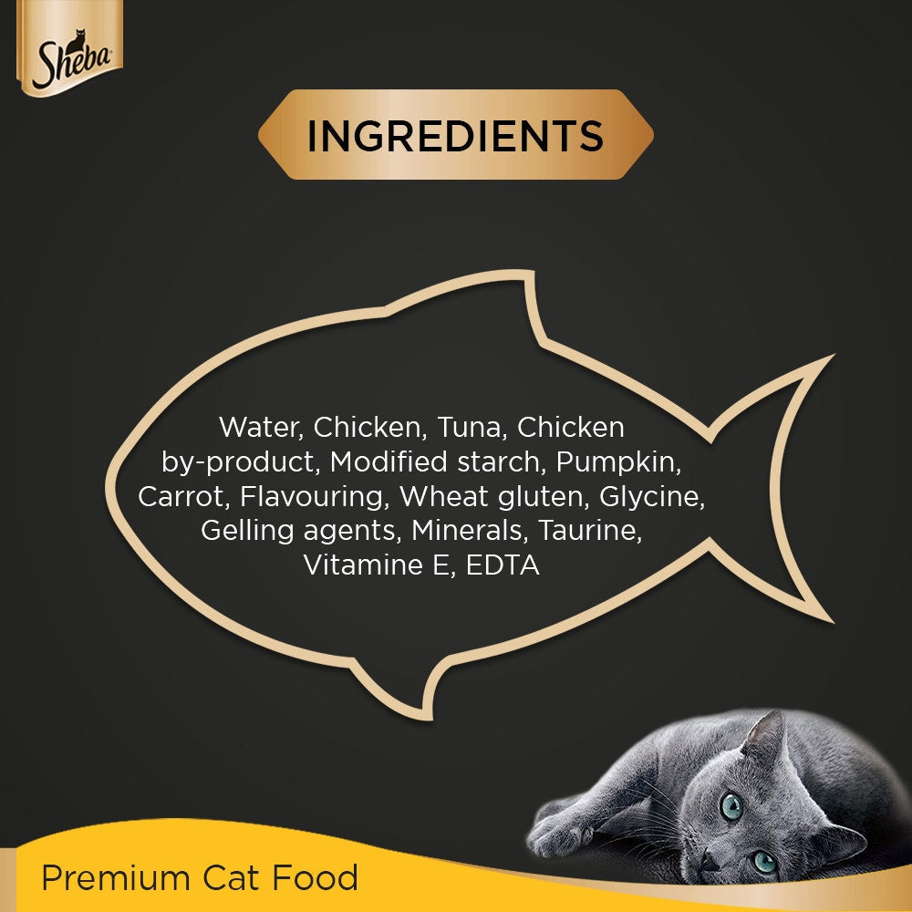 Sheba Fine Wet Cat Food Pouch Tuna with Pumpkin & Carrot in Gravy 70G
