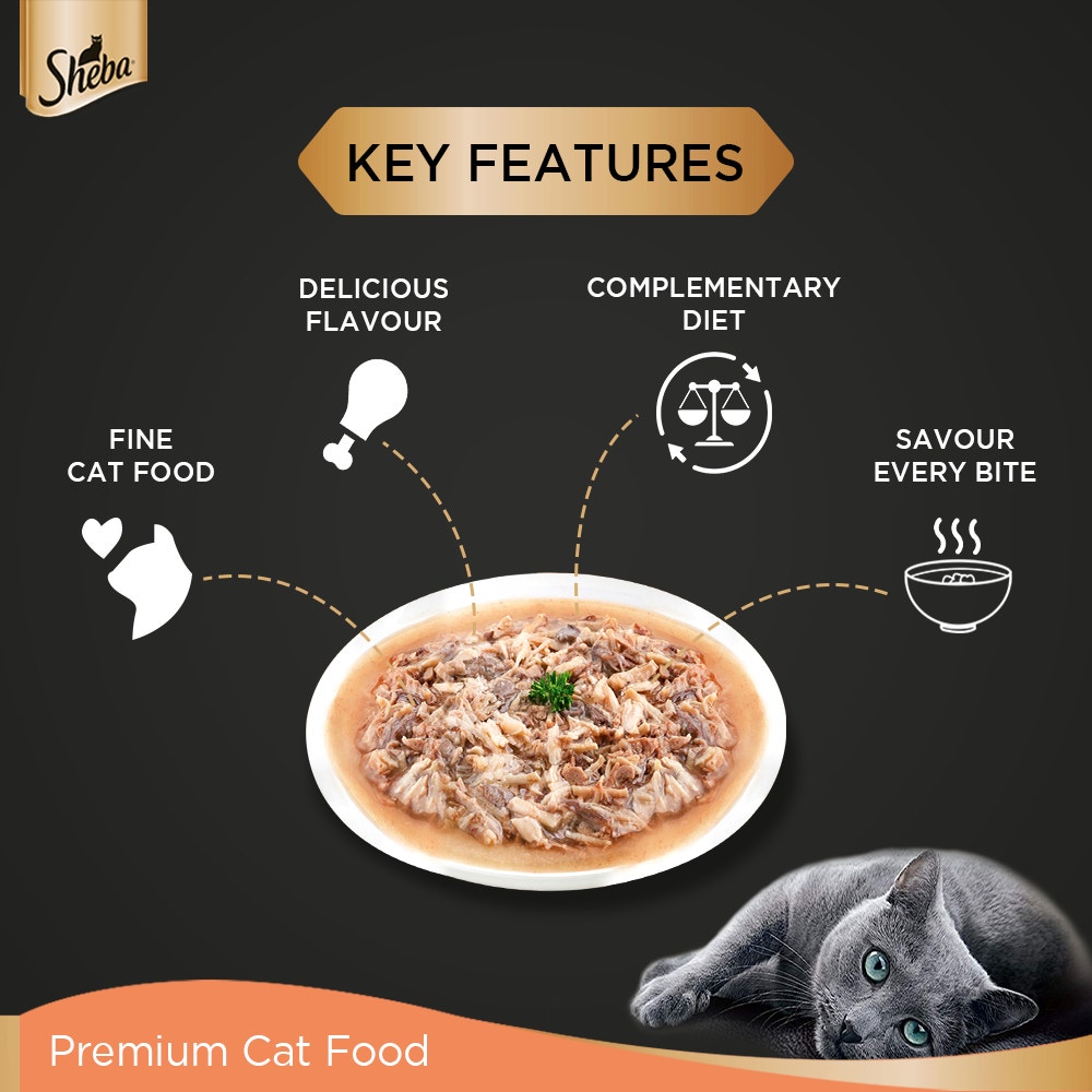Sheba Fine Wet Cat Food Pouch Chicken & Tuna in Gravy 70G