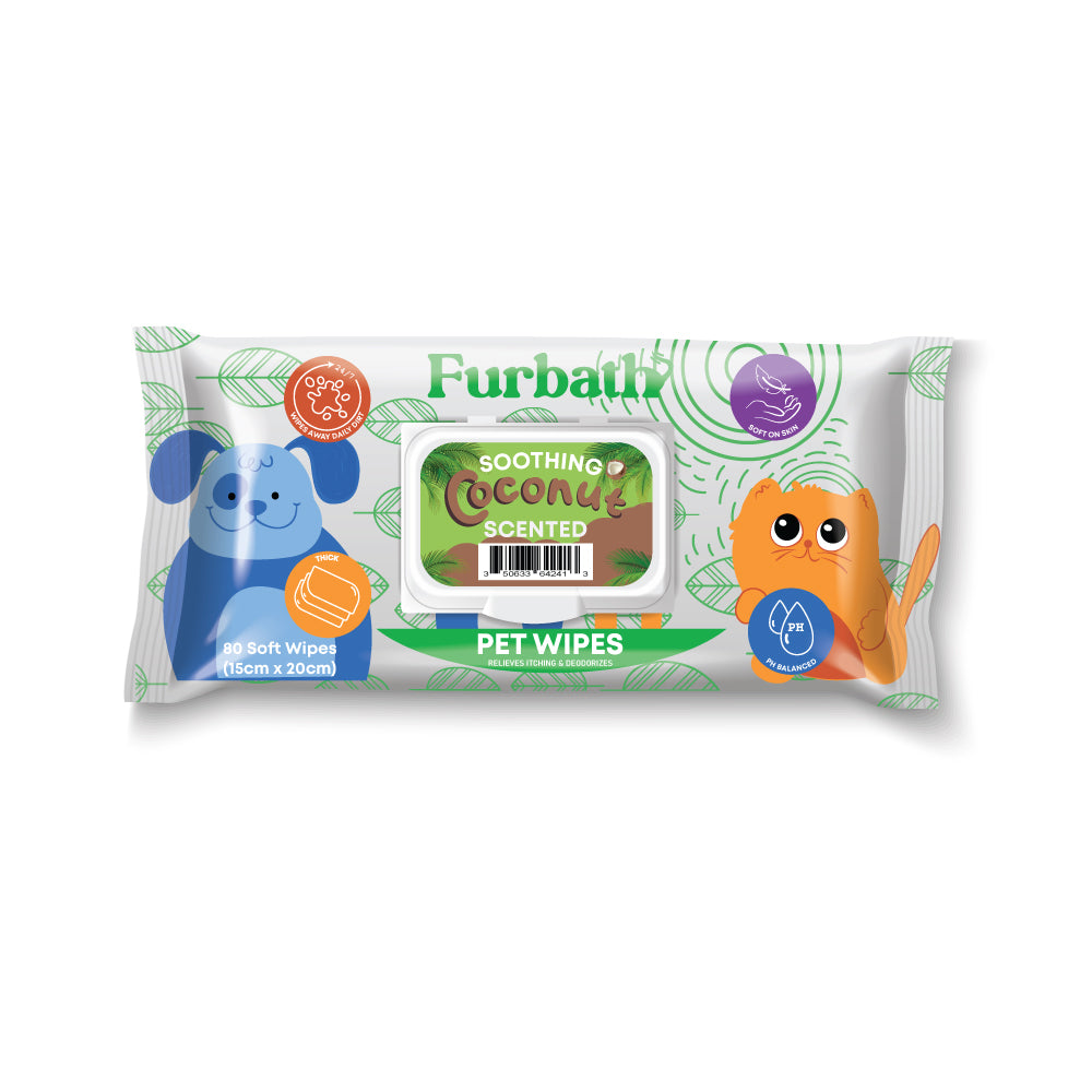 Furbath Natural Pet Wipes 80 Count- Coconut