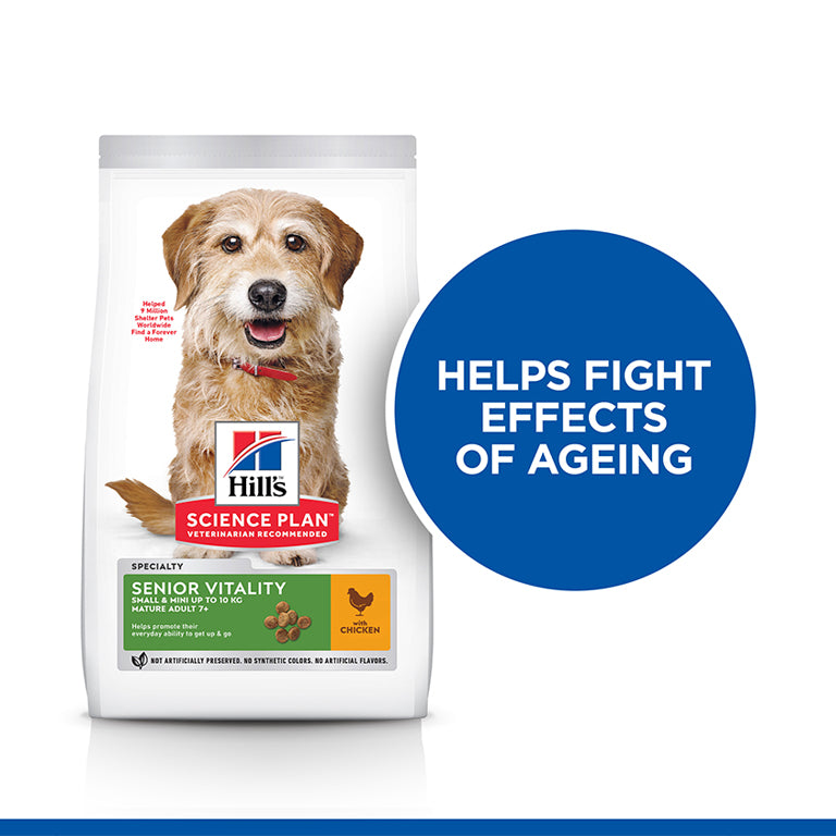 Hill's Science Plan Senior Vitality Small & Mini Mature Adult 7+ Dog Food with Chicken & Rice (1.5kg)