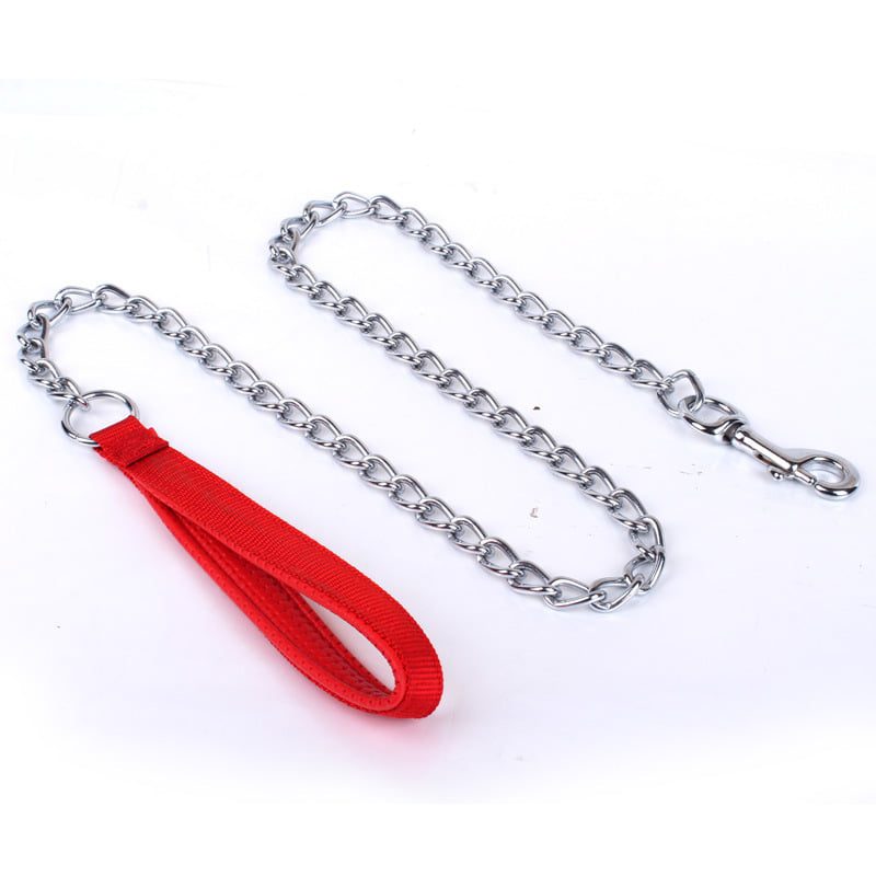 For Pet Dog Lead Chain With Pu Handle & Collar - Large (3.0*120Cm) (Mixed Colors)