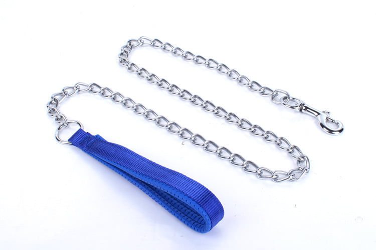For Pet Dog Lead Chain With Pu Handle & Collar - Large (3.0*120Cm) (Mixed Colors)
