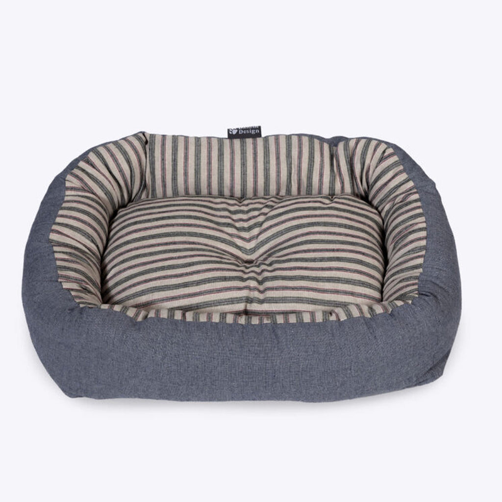 Danish Design Rustic Stripes Denim Snuggle Dog Bed
