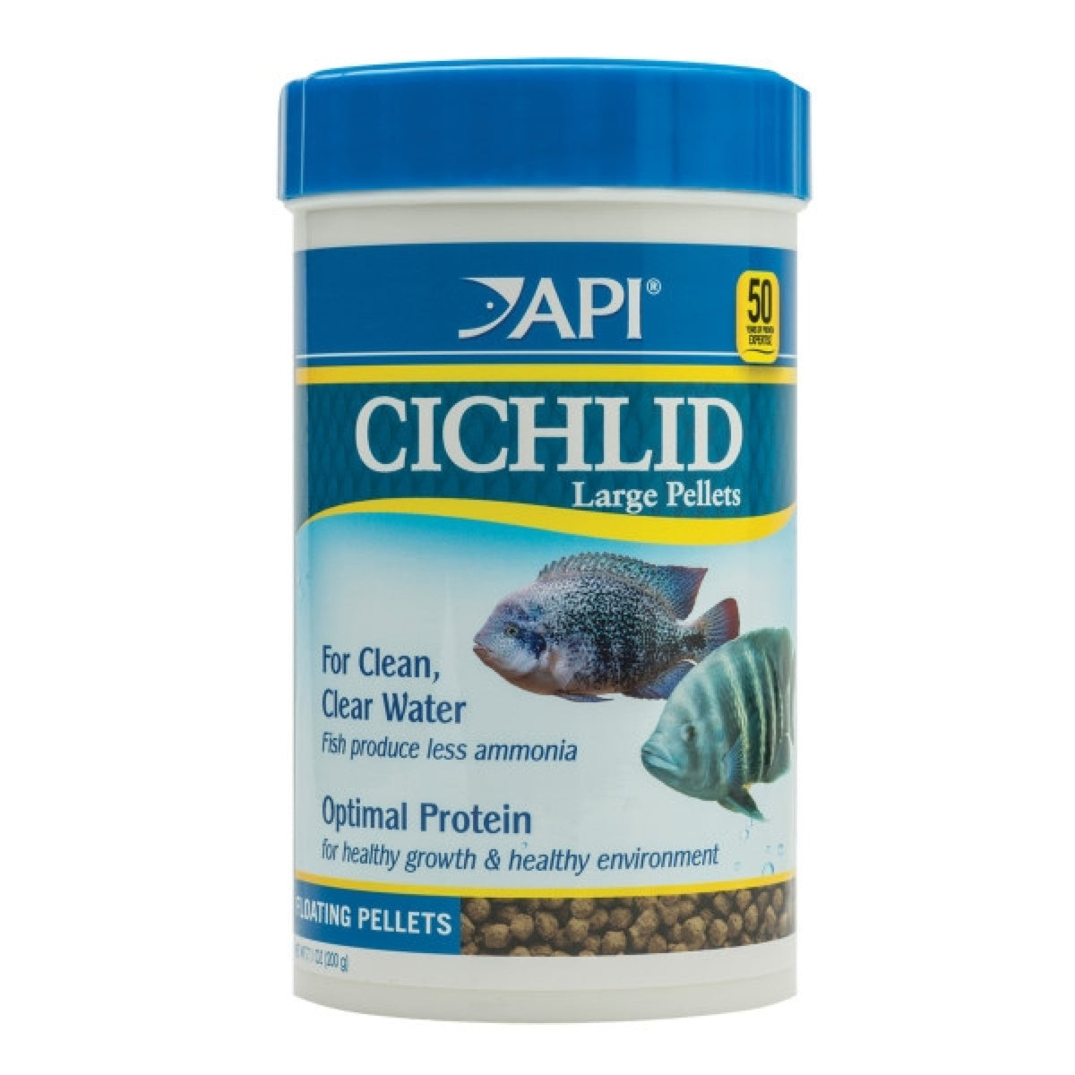 API Large Pellets Cichlid Fish Food 7.1 oz - Zero Waste