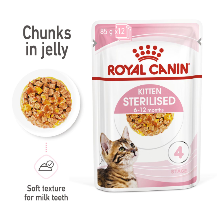 Feline Health Nutrition Kitten Sterilised Jelly (Wet Food - Pouches) 12 x 85 g