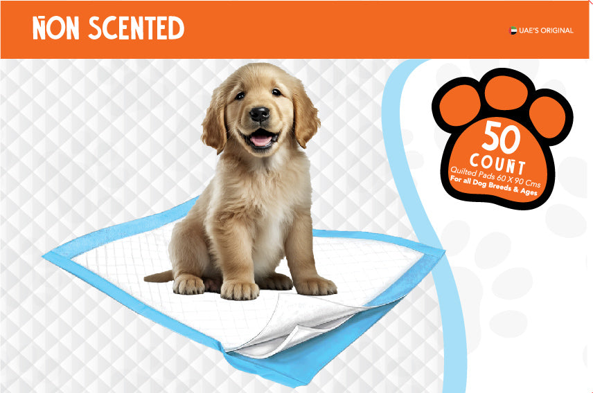 NutraPet Poo N Pee Pads XL Non-Scented - Fast Absorption With Floor Mat Stickers (60x90cms) - 50 Count Puppy Pads