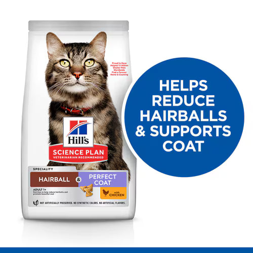 Hill's Science Plan Hairball & Perfect Coat Adult Dry Cat Food with Chicken (1.5kg)
