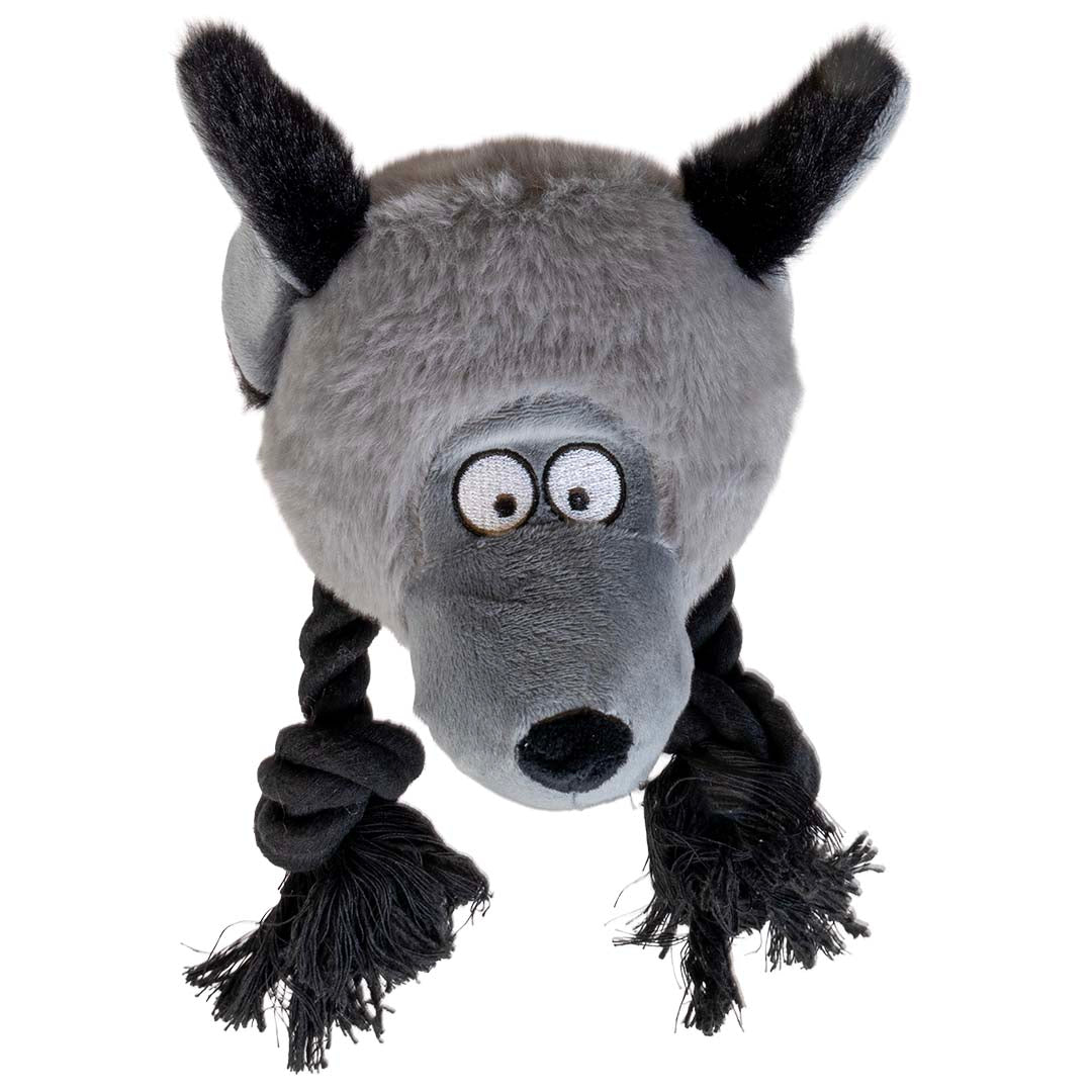 Duvo+ Plush Wildlife Coyote With Rope Dog Toy 23x14x22cm - Grey