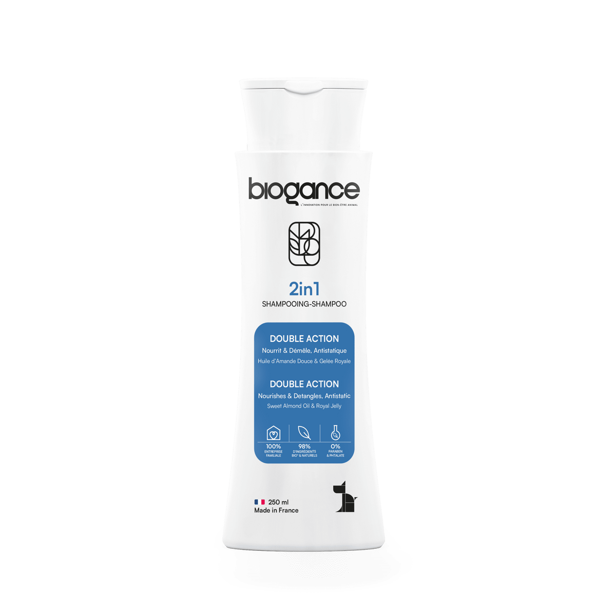 Biogance 2 In 1 Organic Shampoo (Sweet Almond Oil &amp; Royal Jelly)-250ml
