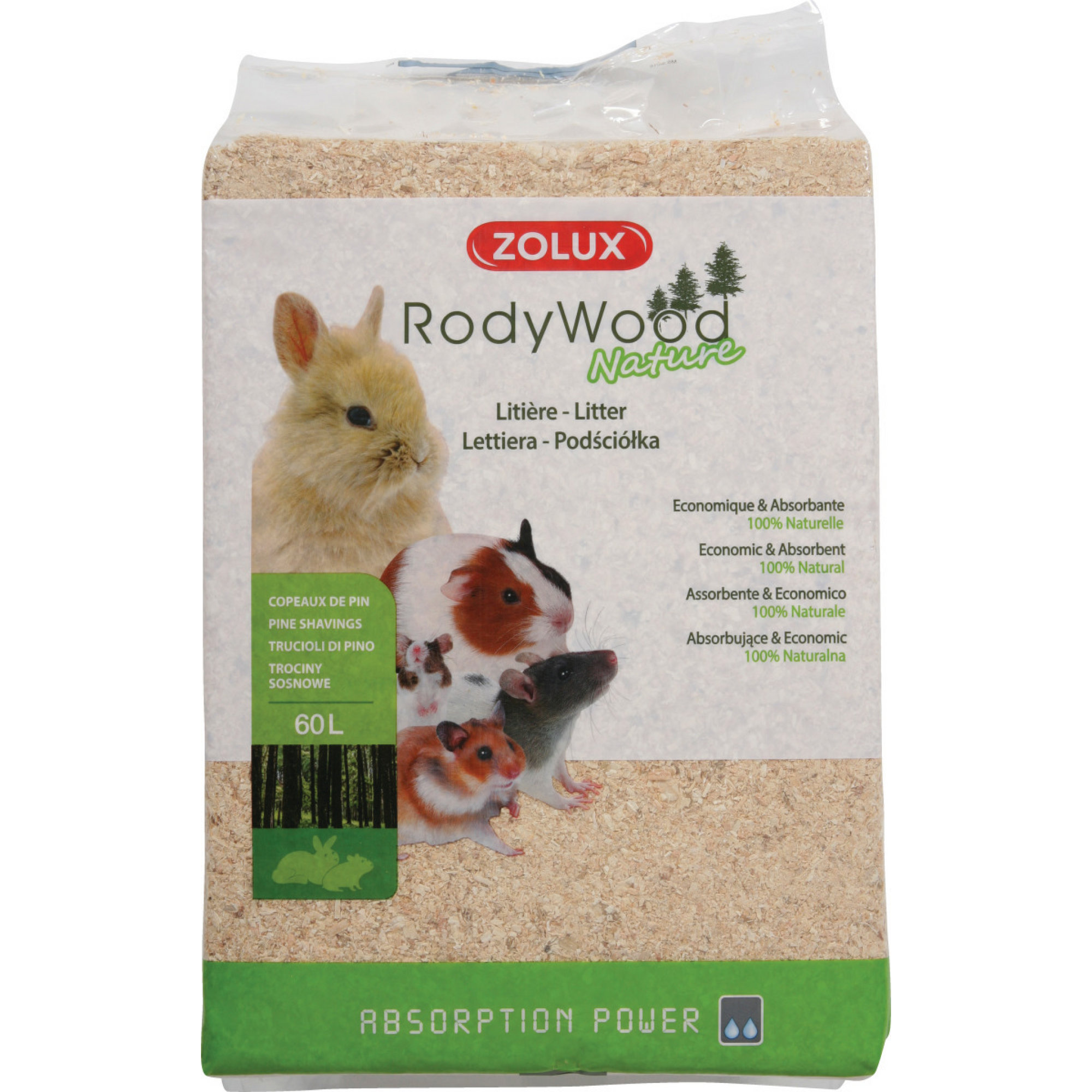 Rodent Litter Rodywood Nature 60 L