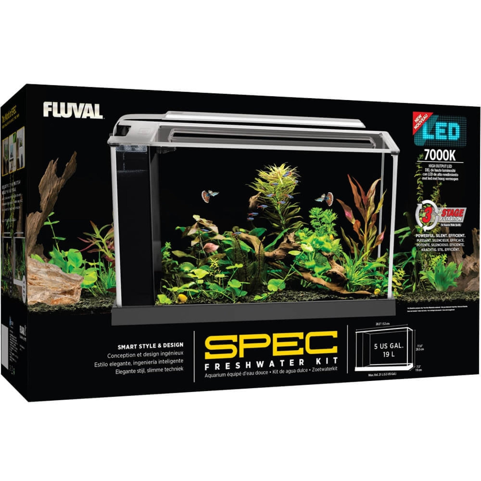Fluval Spec Aquarium Kit Black, 19 L (5 US gal)