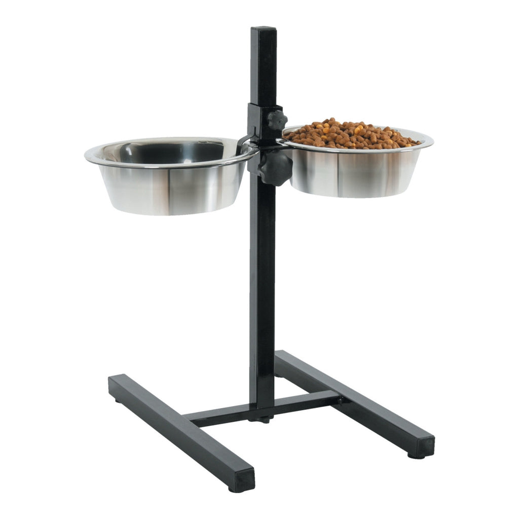 Adjustable Stand with Stainless Steel Dog Bowls