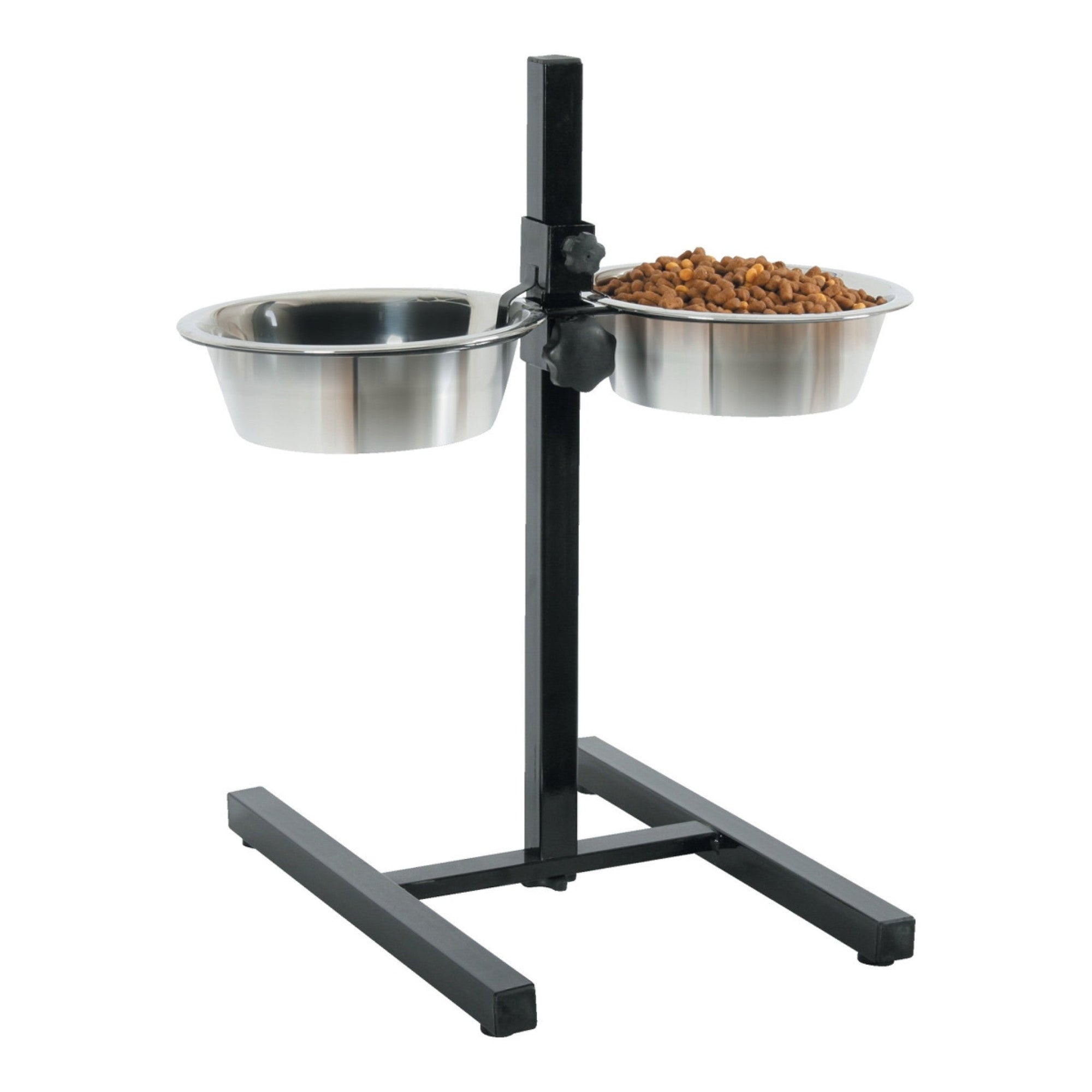 Adjustable Stand with Stainless Steel Dog Bowls