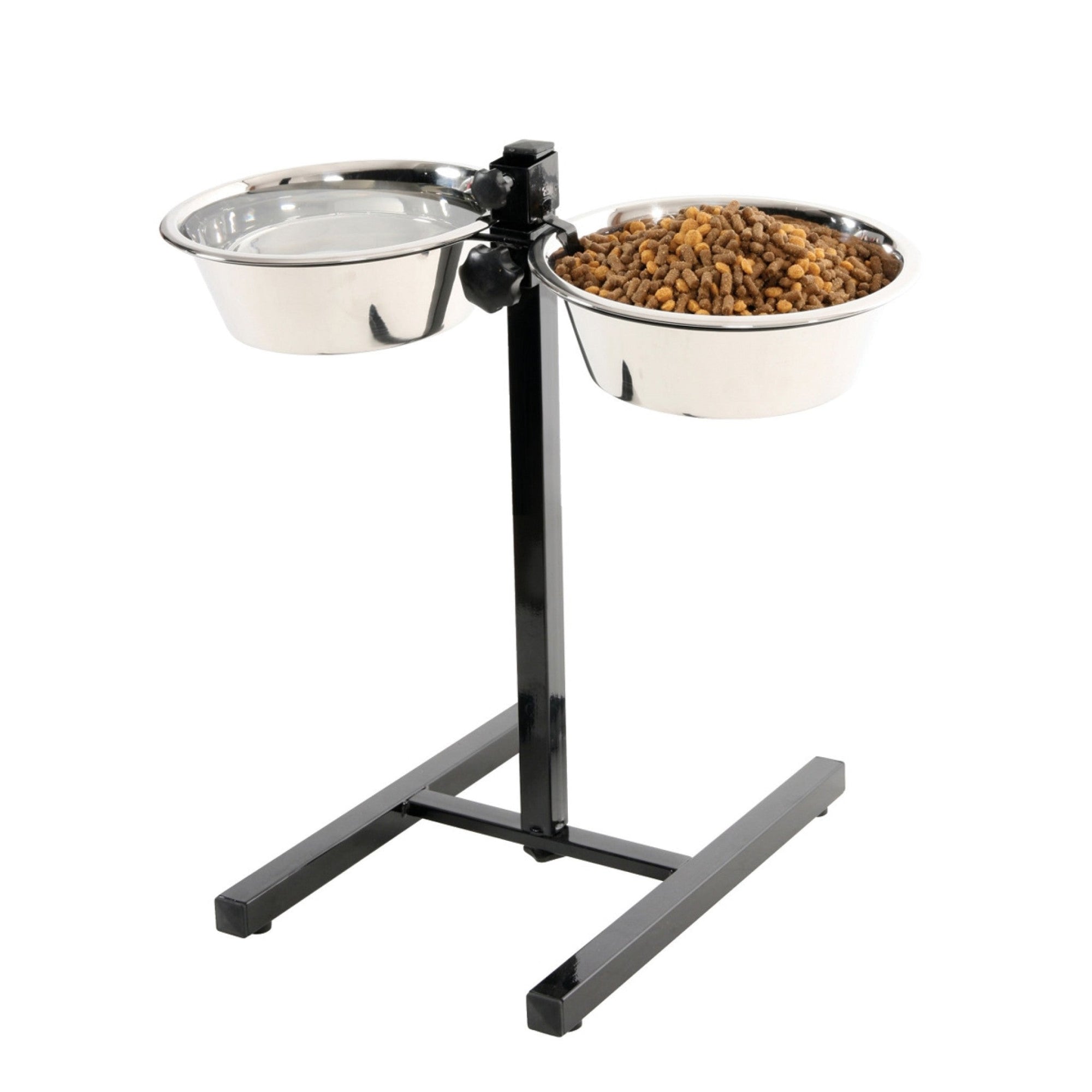 Adjustable Stand with Stainless Steel Dog Bowls