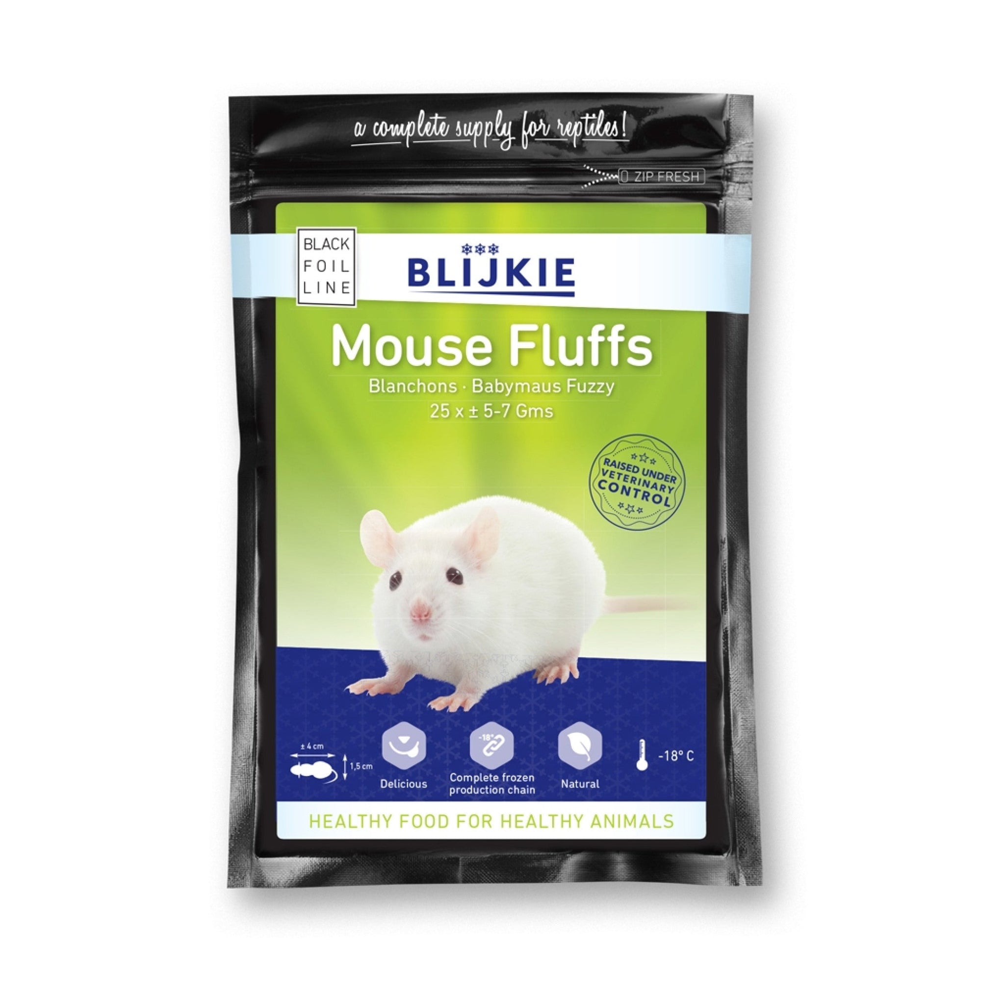 Blijkie Black Foil Line Fuzzy Mice 4-6 g, 20-25 pcs