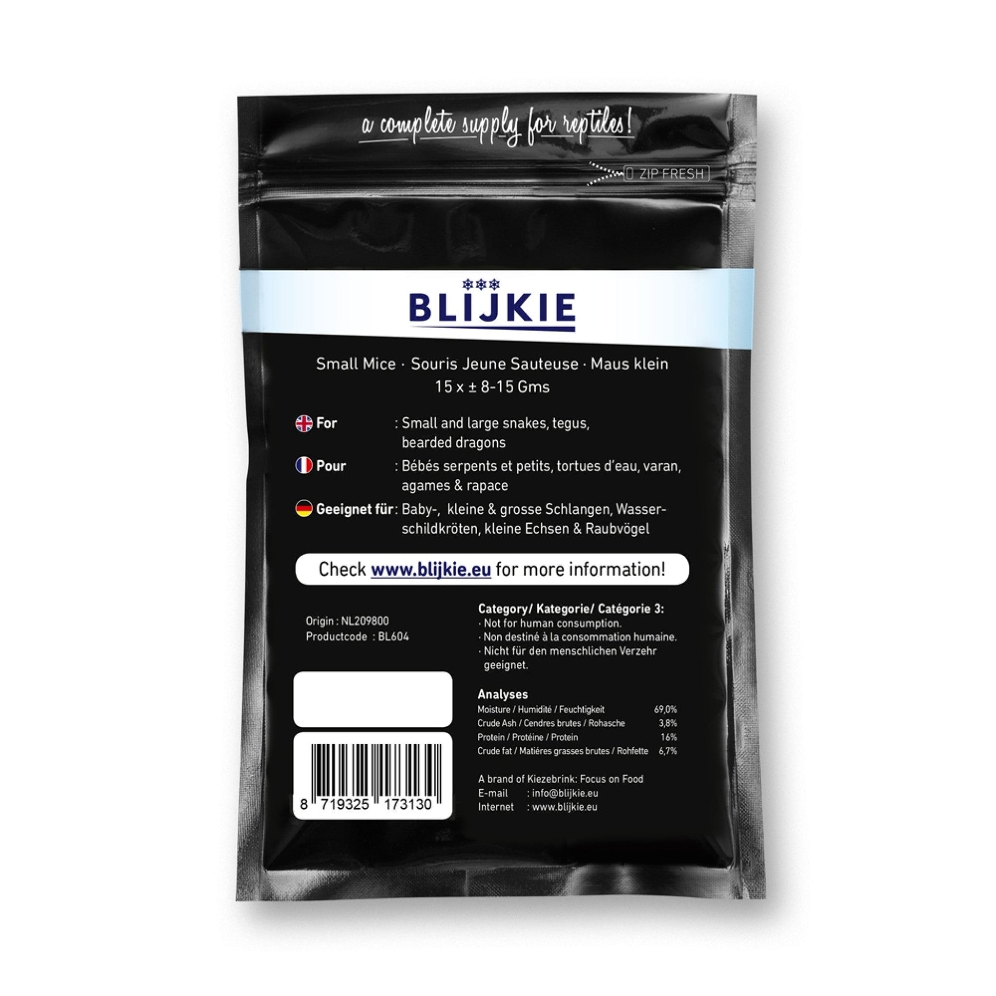 Blijkie Black Foil Line Mice Small 8-15 g, 15 pcs