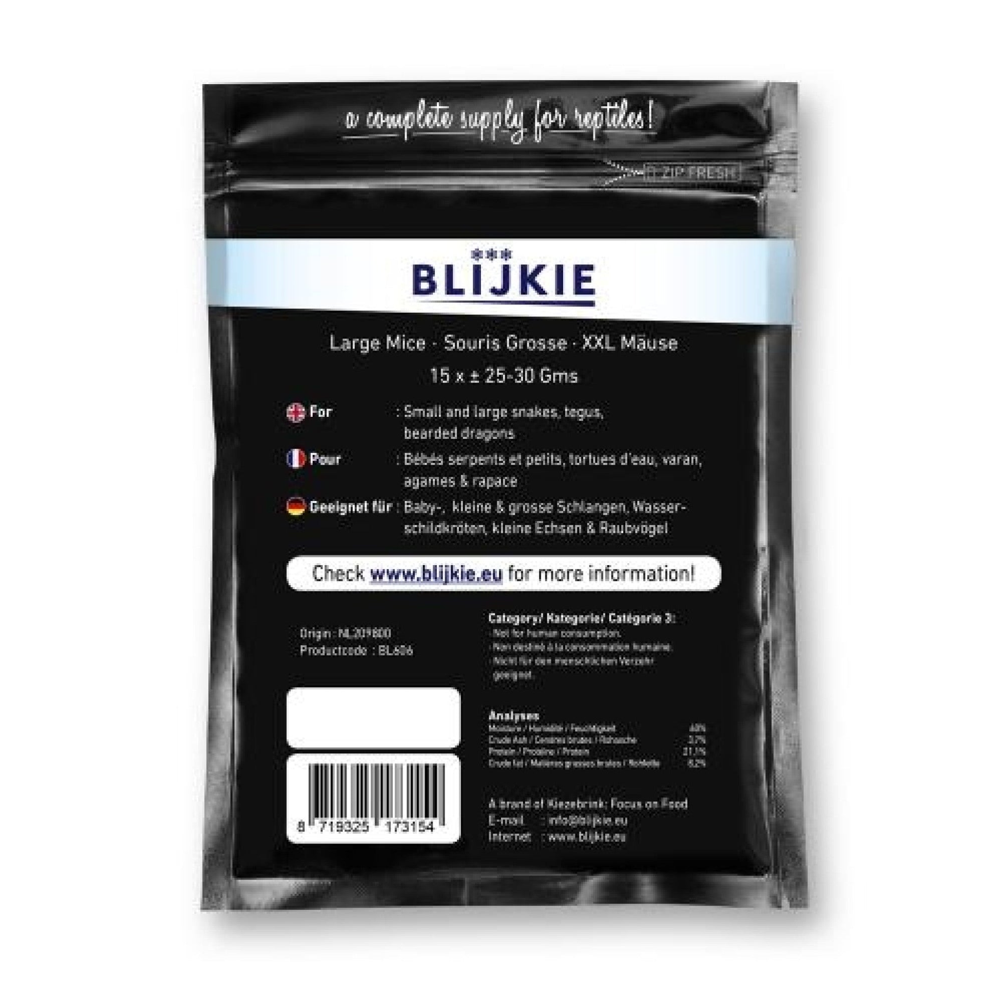 Blijkie Black Foil Line Mice Large 25-30 g, 15 pcs