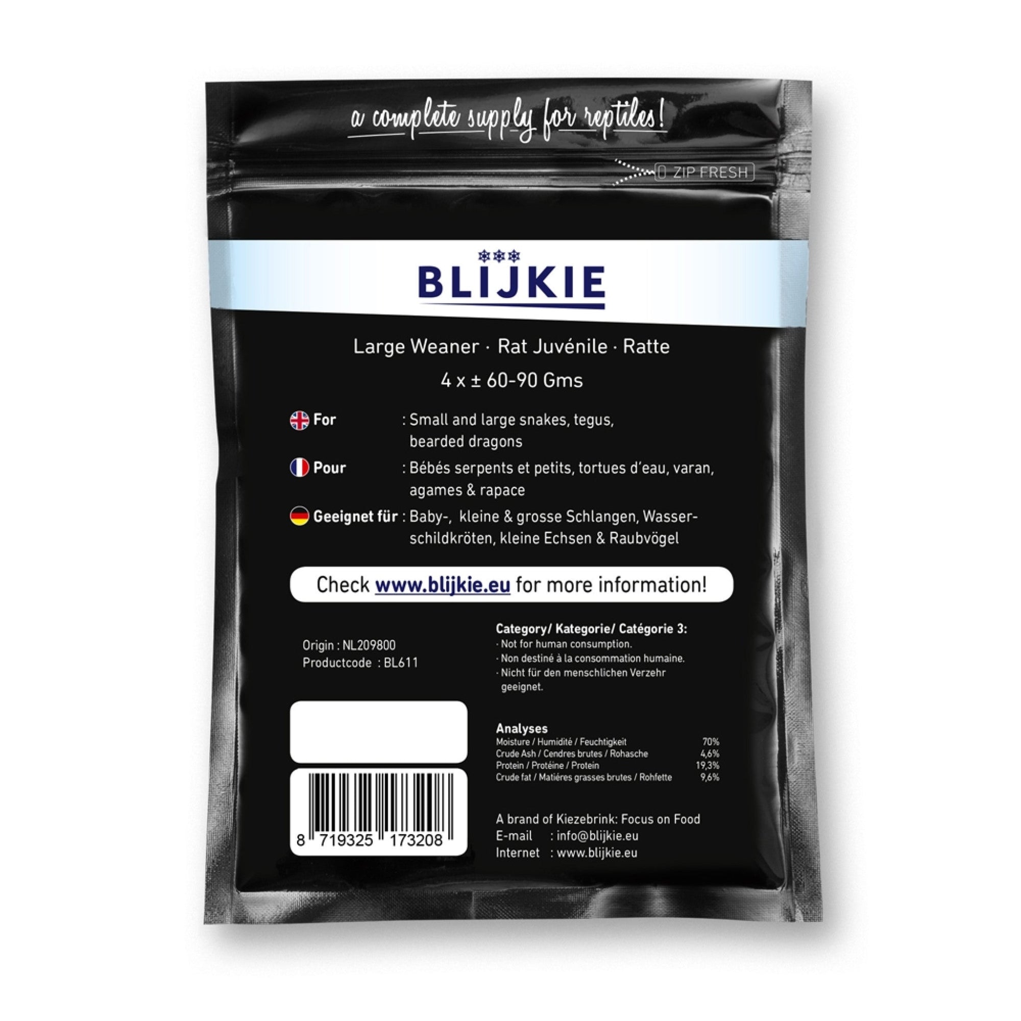 Blijkie Black Foil Line Large Weanerrat 60-90 g, 4 pcs