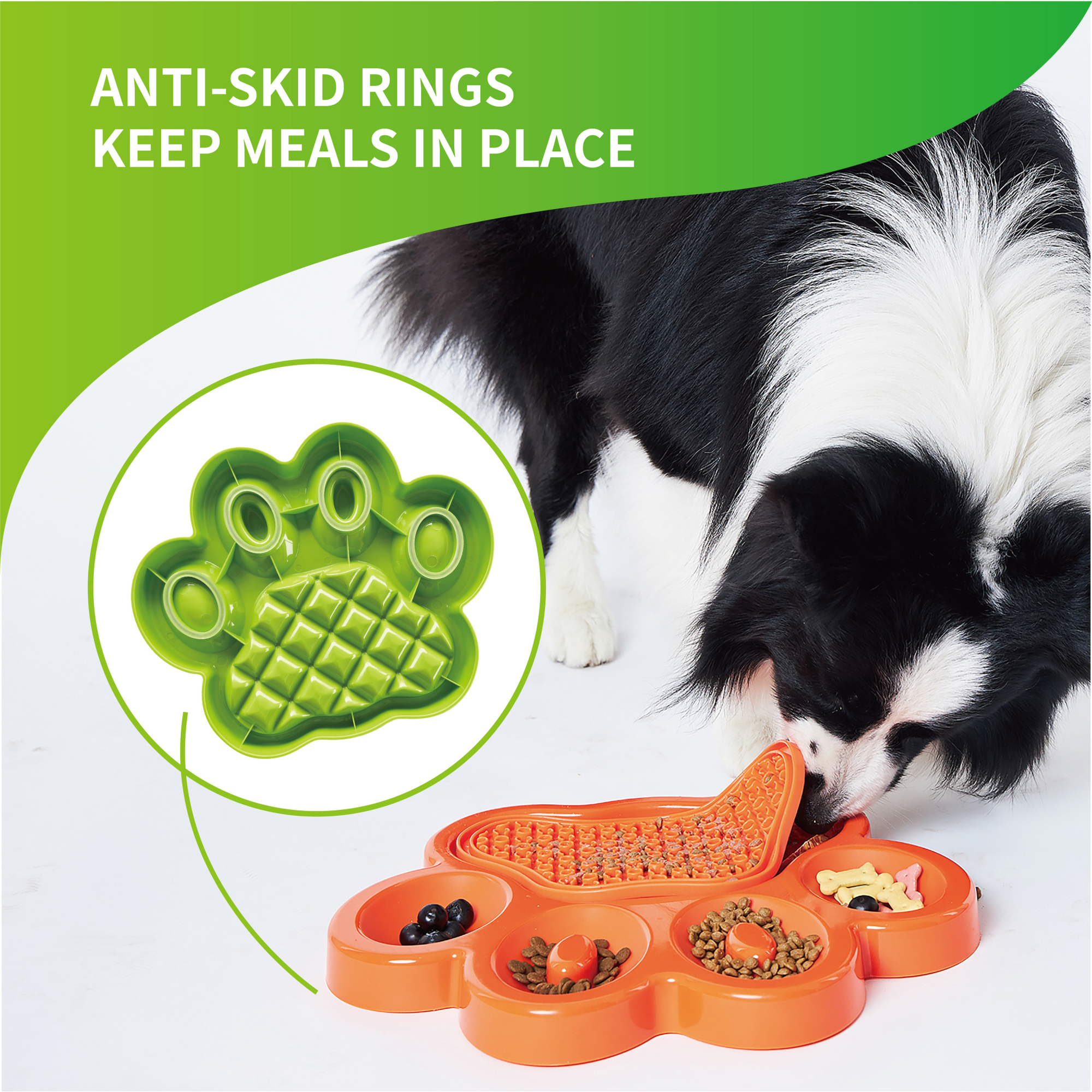 PetDreamHouse PAW 2-in-1 Slow Feeder & Lick Pad Green