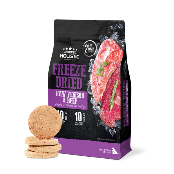 Absolute Holistic Freeze Dried Raw Venison & Beef Patty Dry Dog Food - 360G