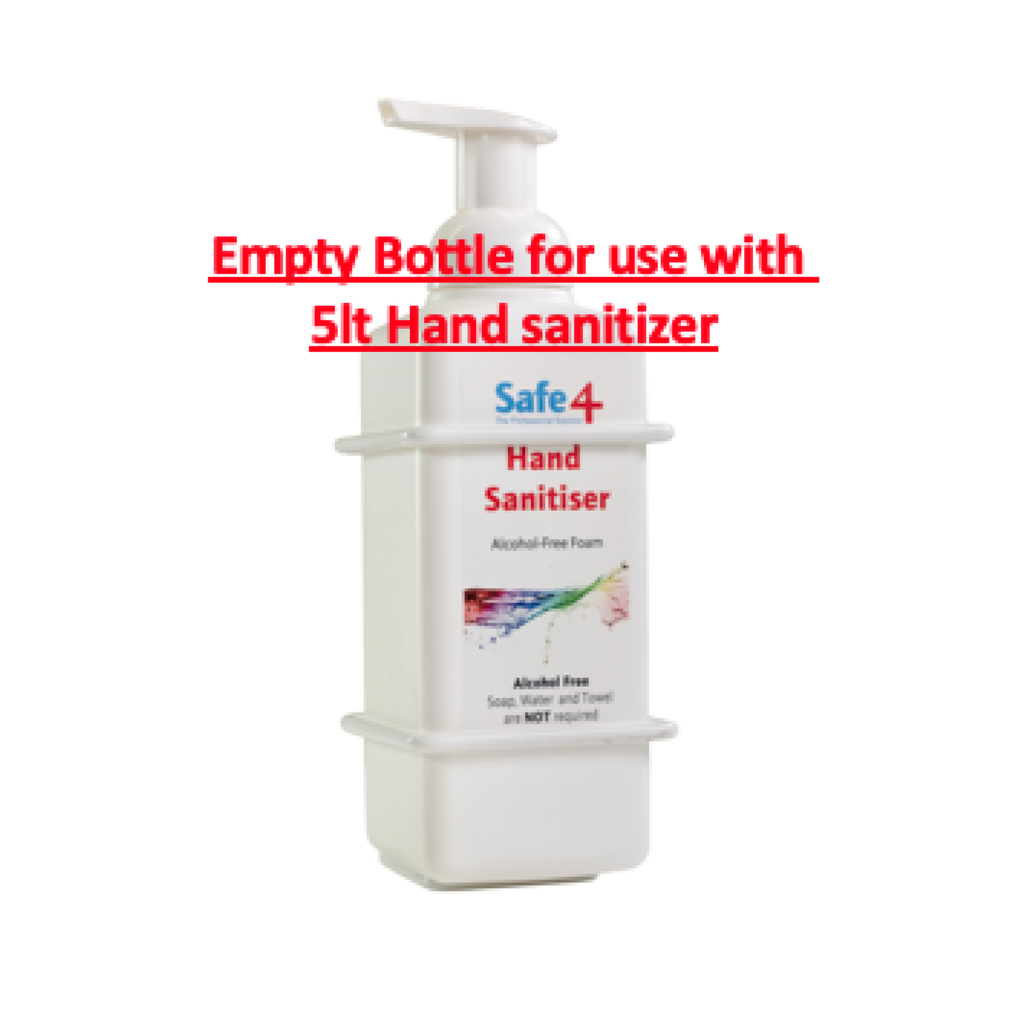Safe4 Empty Foam Bottle for use with Virucidal Foam Hand Sanitiser 600 ml