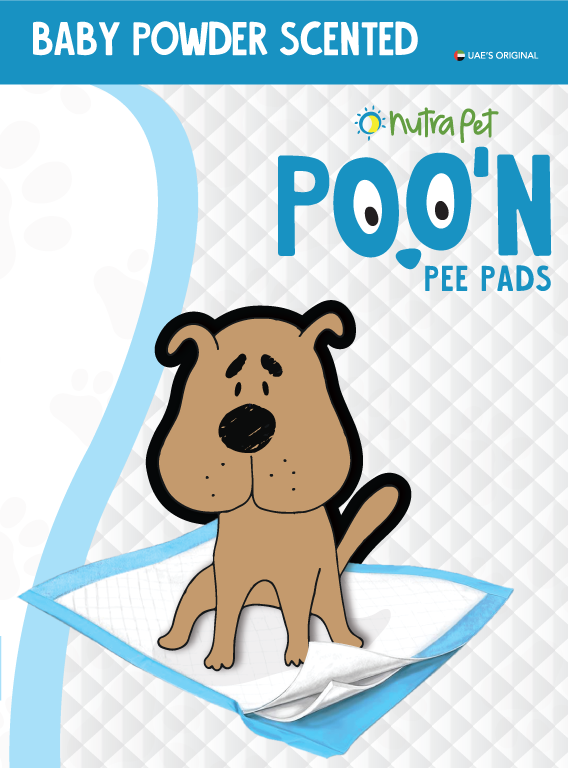NutraPet Poo N Pee Pads Baby Powder Scented - Fast Absorption With Floor Mat Stickers (60x60cms) - 50 Count puppy pads