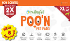NutraPet Poo N Pee Pads XL Non-Scented - Fast Absorption With Floor Mat Stickers (60x90cms) - 50 Count Puppy Pads