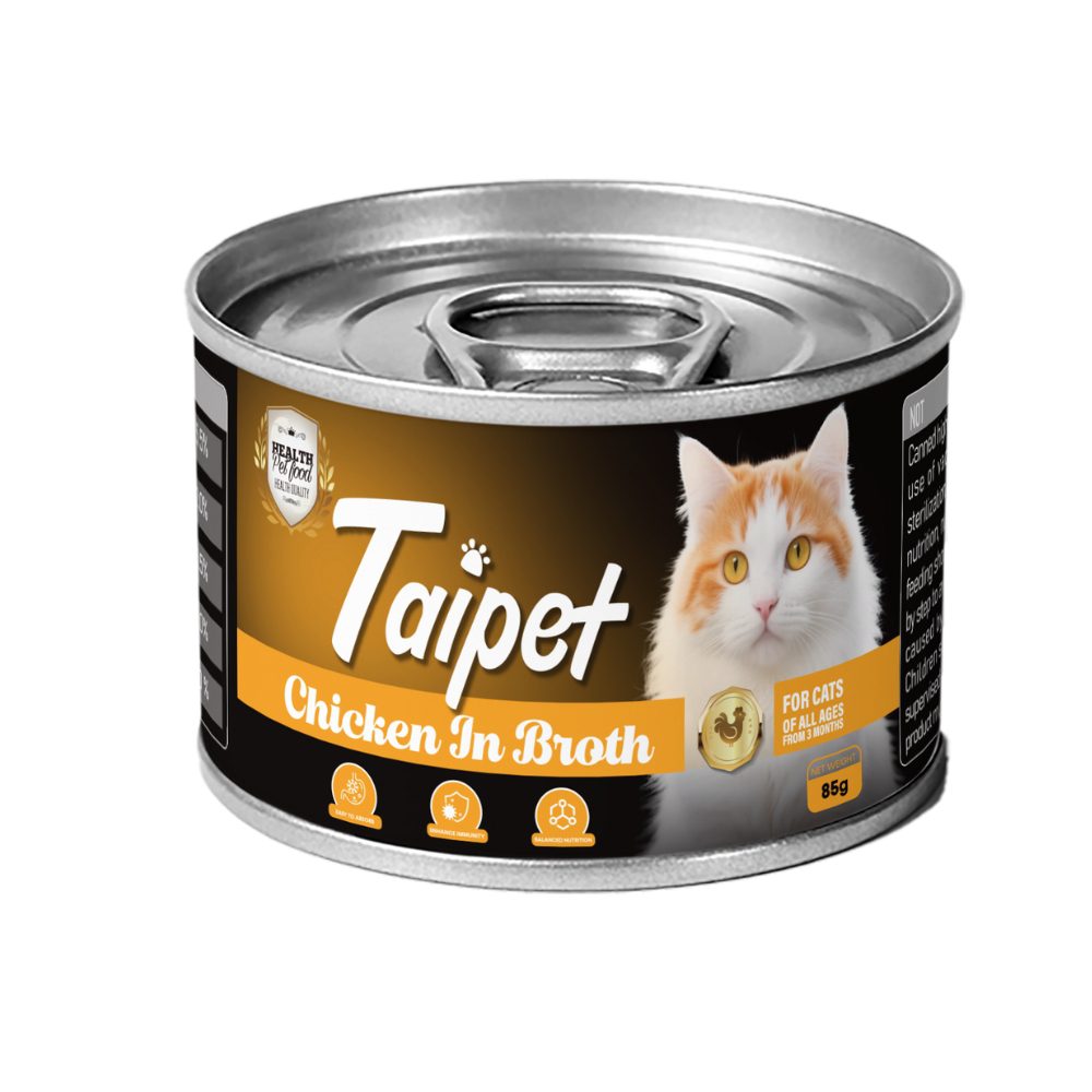 Taipet Cat Canned Wet Food Chicken in Broth-85g (Box contains 24pcs)