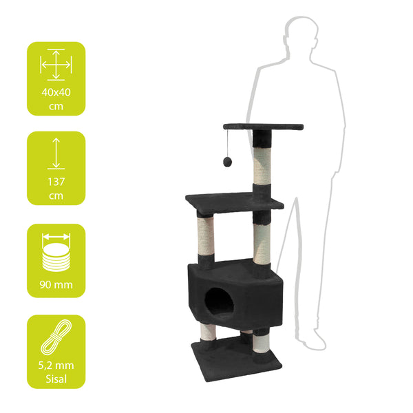 ebi Classic Cat Tree & Scratch Post Loonaa Black 135cm
