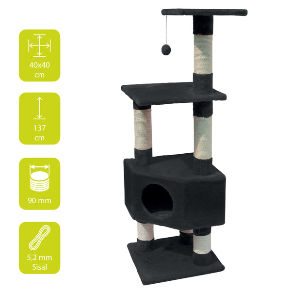 ebi Classic Cat Tree & Scratch Post Loonaa Black 135cm