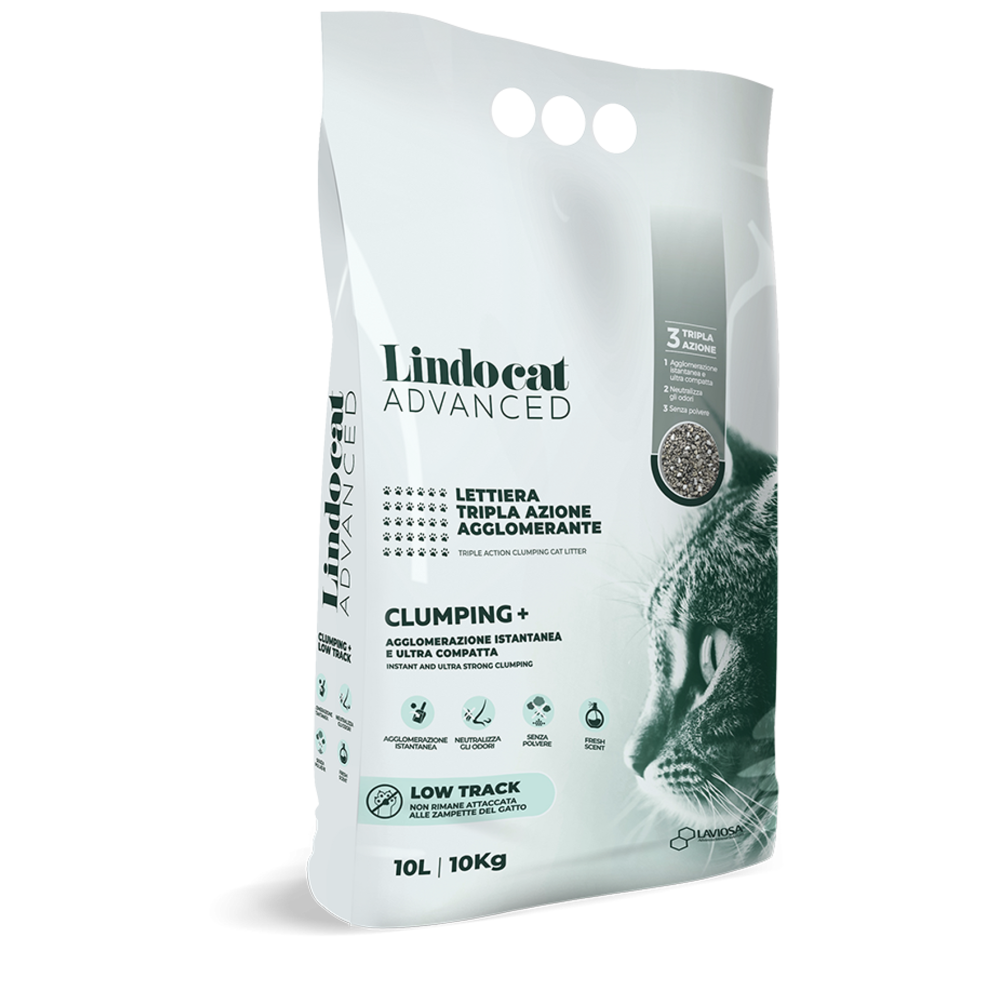 Natural Bentonite Lindocat Advanced Clumping + Low Track (Fragrance-free) 10 L