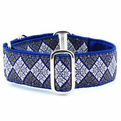 Small Satin Lined Martingale Collar – Leaf Tile Navy